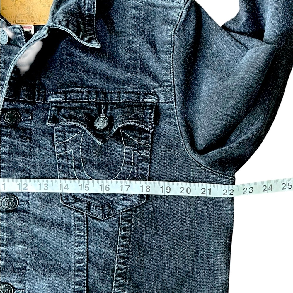 True Religion Black Denim Jacket Trucker Streetwear Size XL - Picture 3 of 10